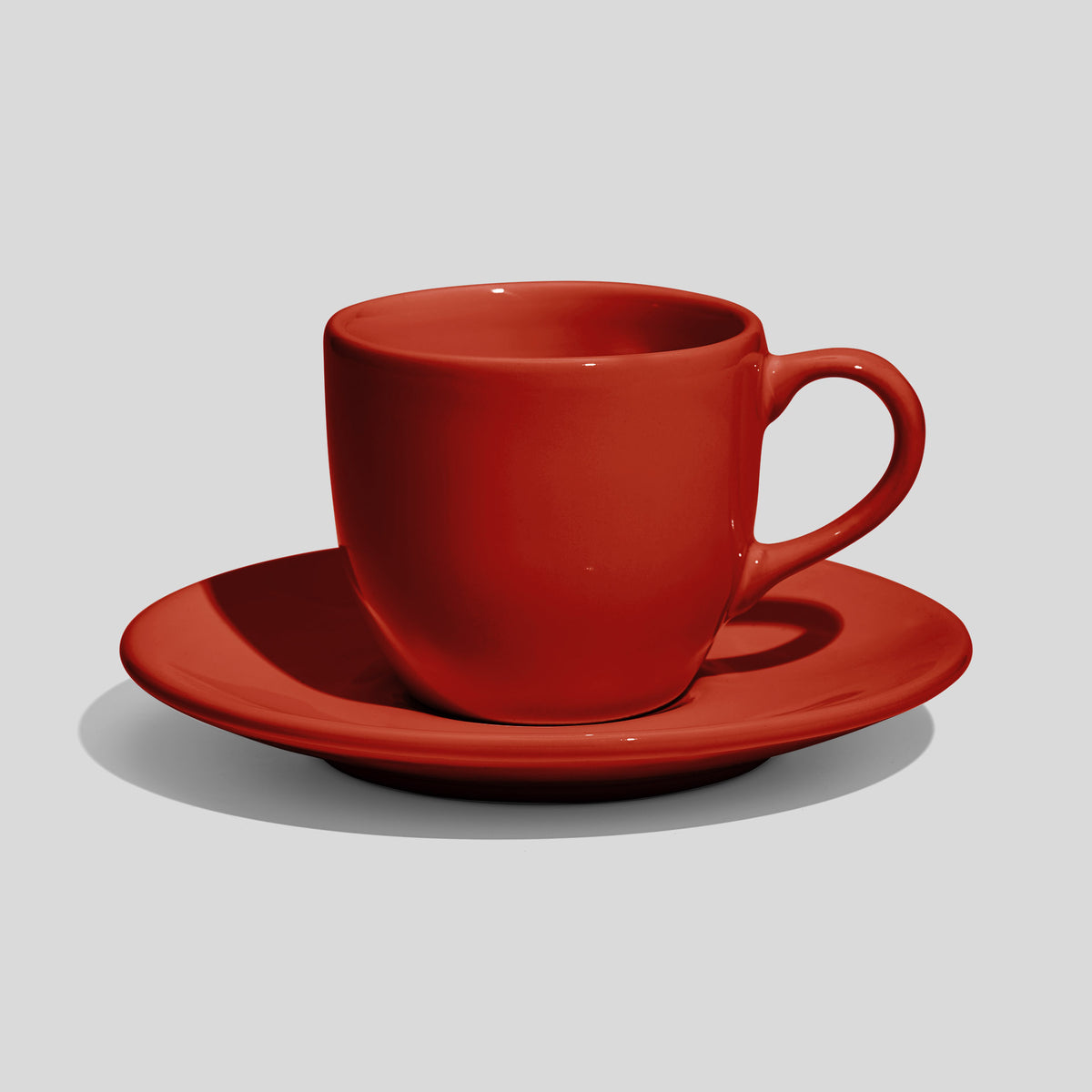 Rundliche Tasse mit Untertasse 180 ml und Bogenhenkel