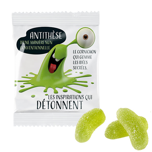Saure Gurken Fruchtgummi ohne Gelatine im Werbetütchen, 24 g