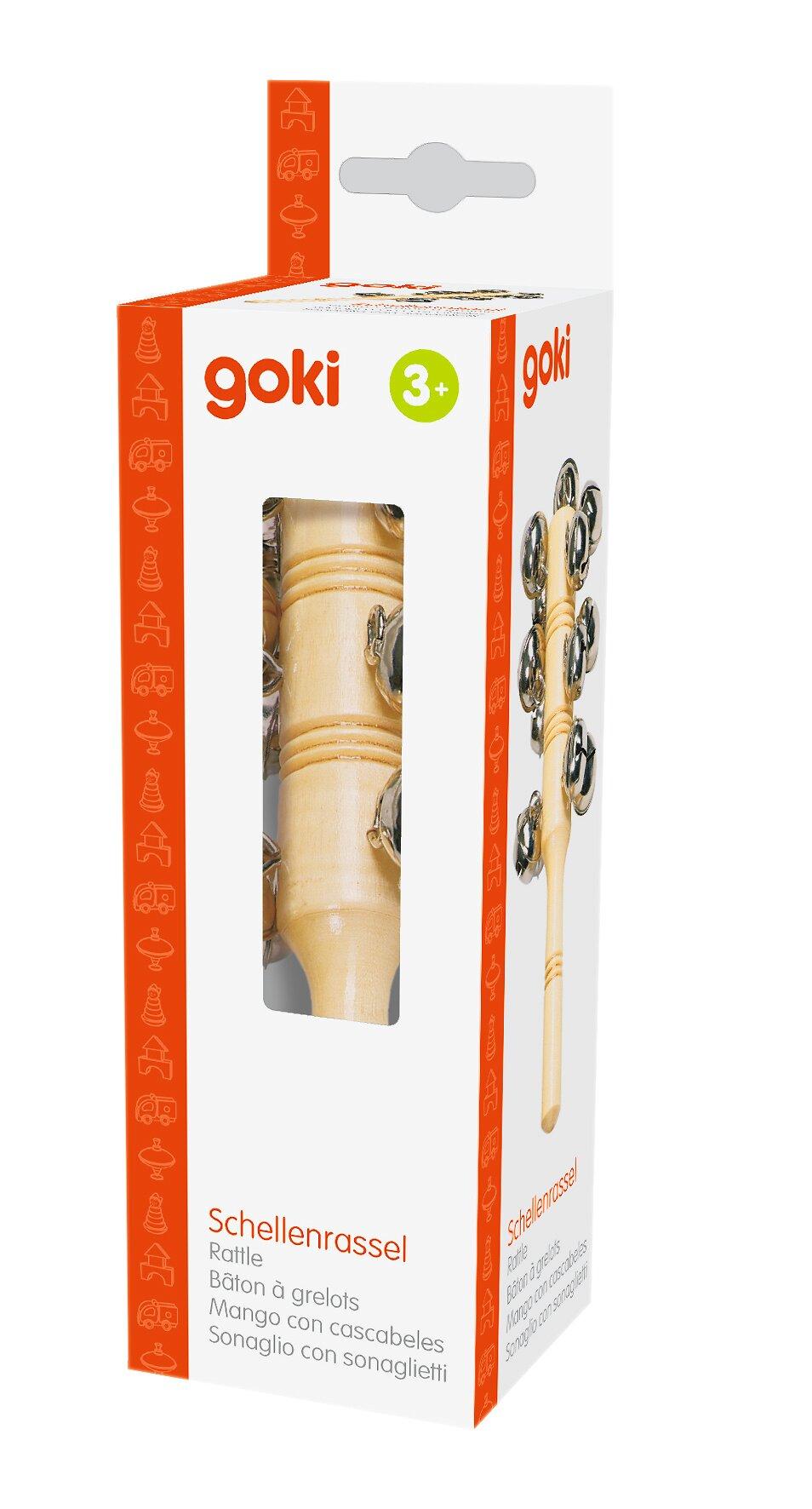Schellenstab Holz mit 13 Schellen, 18,5 cm lang von goki – zweite Ansicht