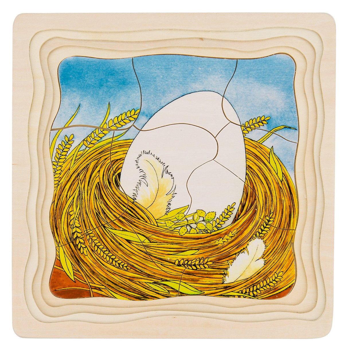 Schichtenpuzzle Das Huhn mit Ei im Nest und 44 Teilen
