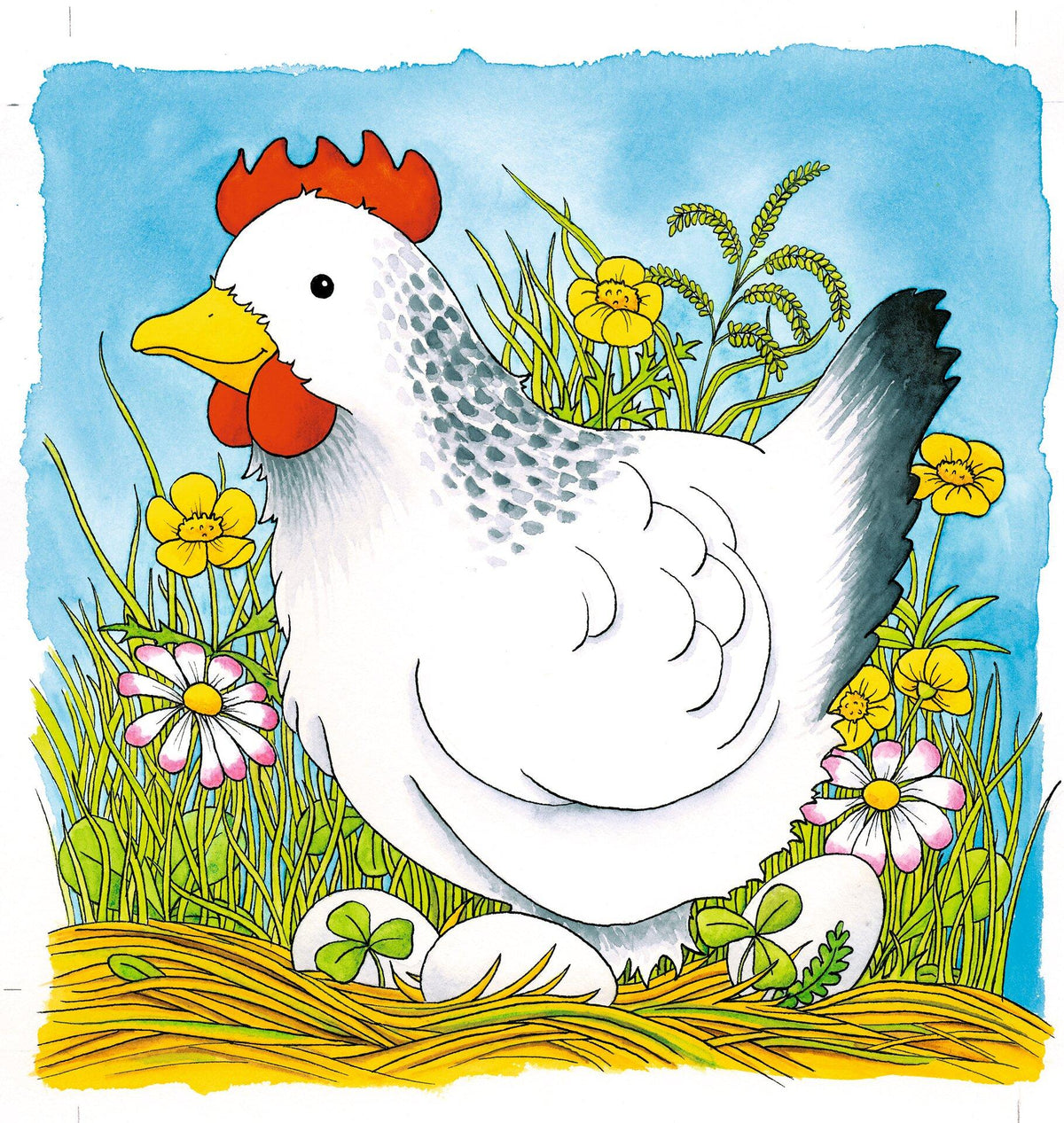 Schichtenpuzzle Das Huhn mit Ei im Nest und 44 Teilen – vierte Ansicht