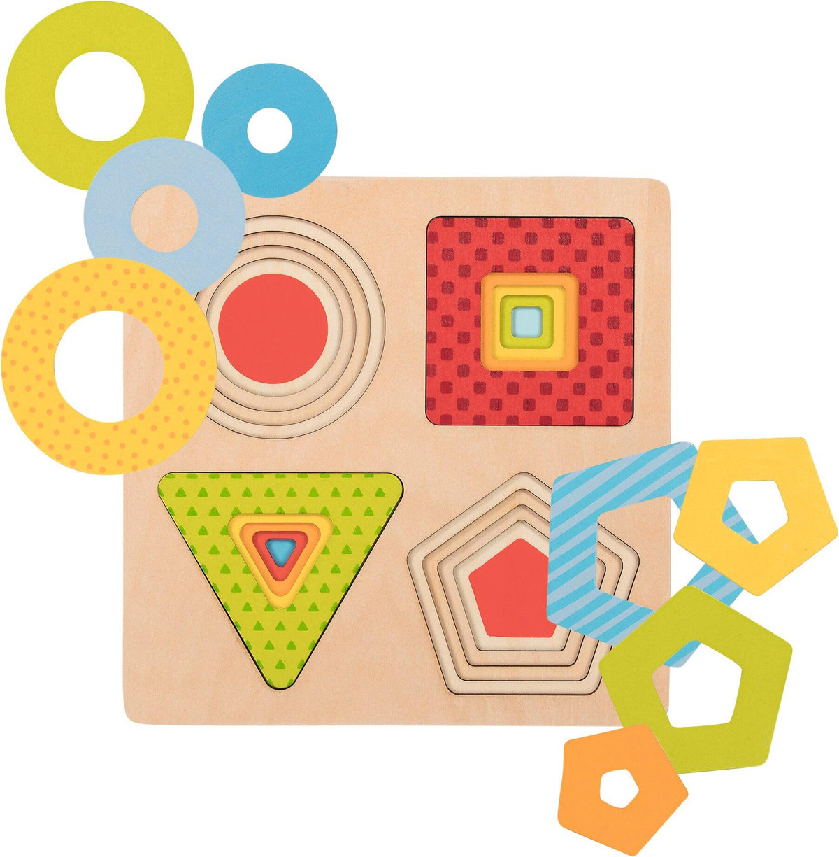 Schichtenpuzzle Formen mit Kreis, Quadrat, Dreieck und Fünfeck – zweite Ansicht