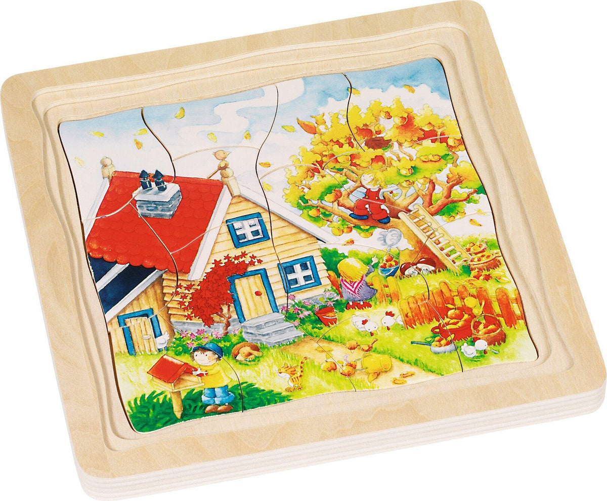 Schichtenpuzzle Jahreszeiten mit Haus und Garten, 54 Teile – zweite Ansicht