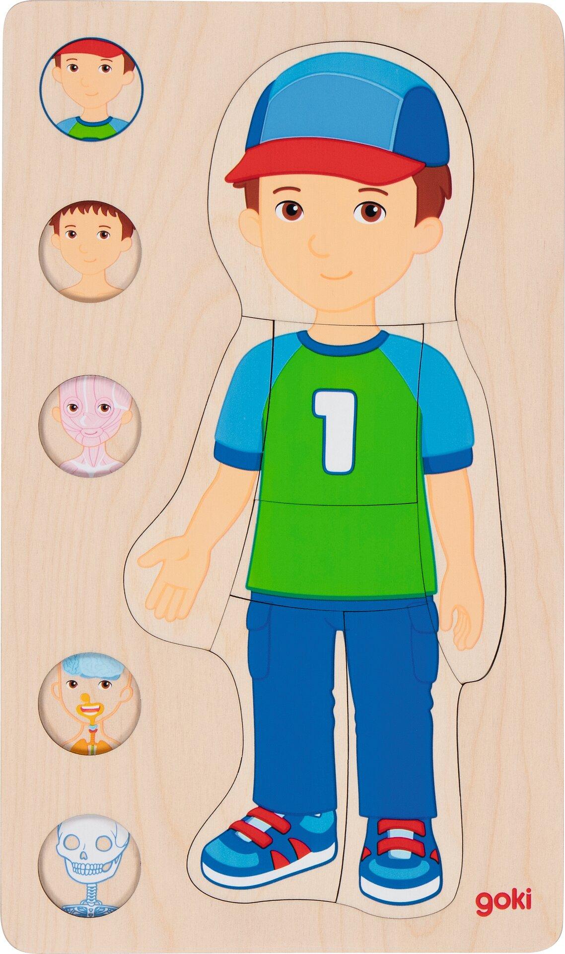 Schichtenpuzzle Junge mit Kappe und 29 Teilen aus Holz – Ansicht