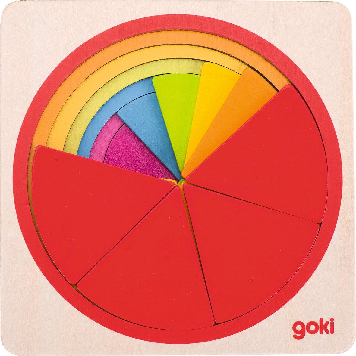 Schichtenpuzzle Kreis mit sechs Schichten in Regenbogenfarben