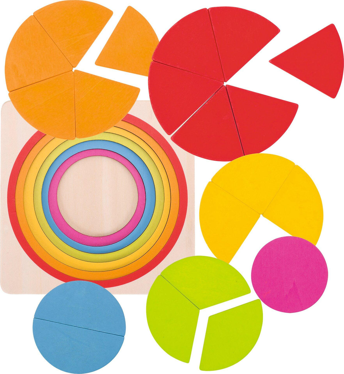 Schichtenpuzzle Kreis mit sechs Schichten in Regenbogenfarben – dritte Ansicht