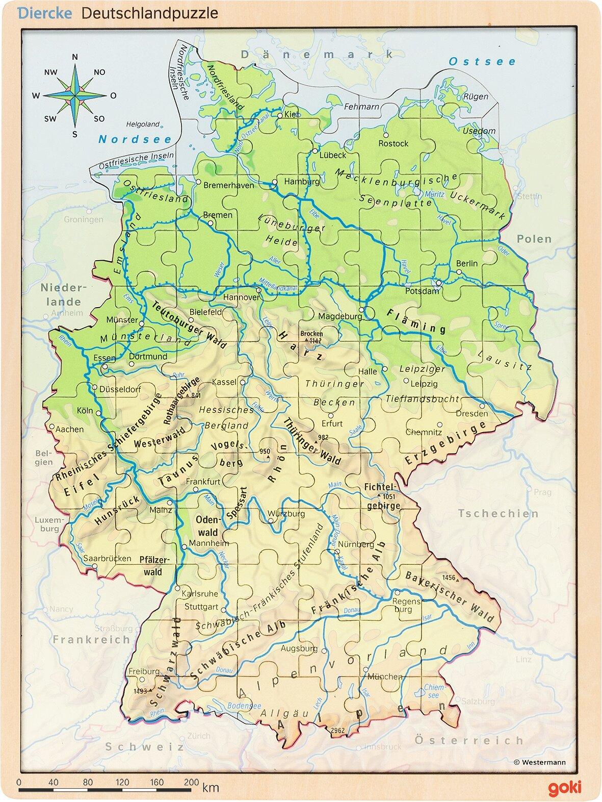 Schichtenpuzzle Landkarte der Bundesländer, 98 Teile, Holz – vierte Ansicht