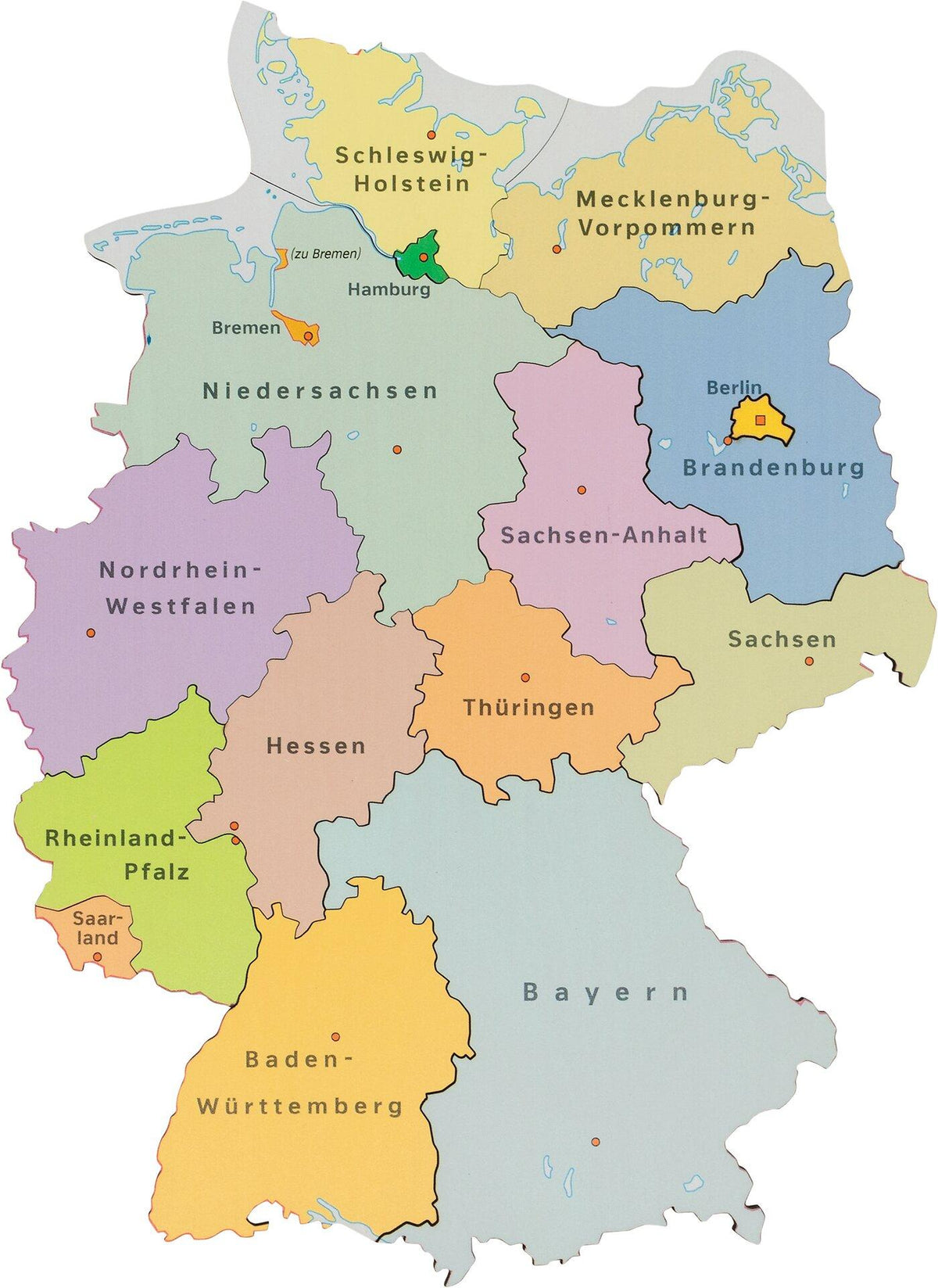 Schichtenpuzzle Landkarte der Bundesländer, 98 Teile, Holz – siebte Ansicht