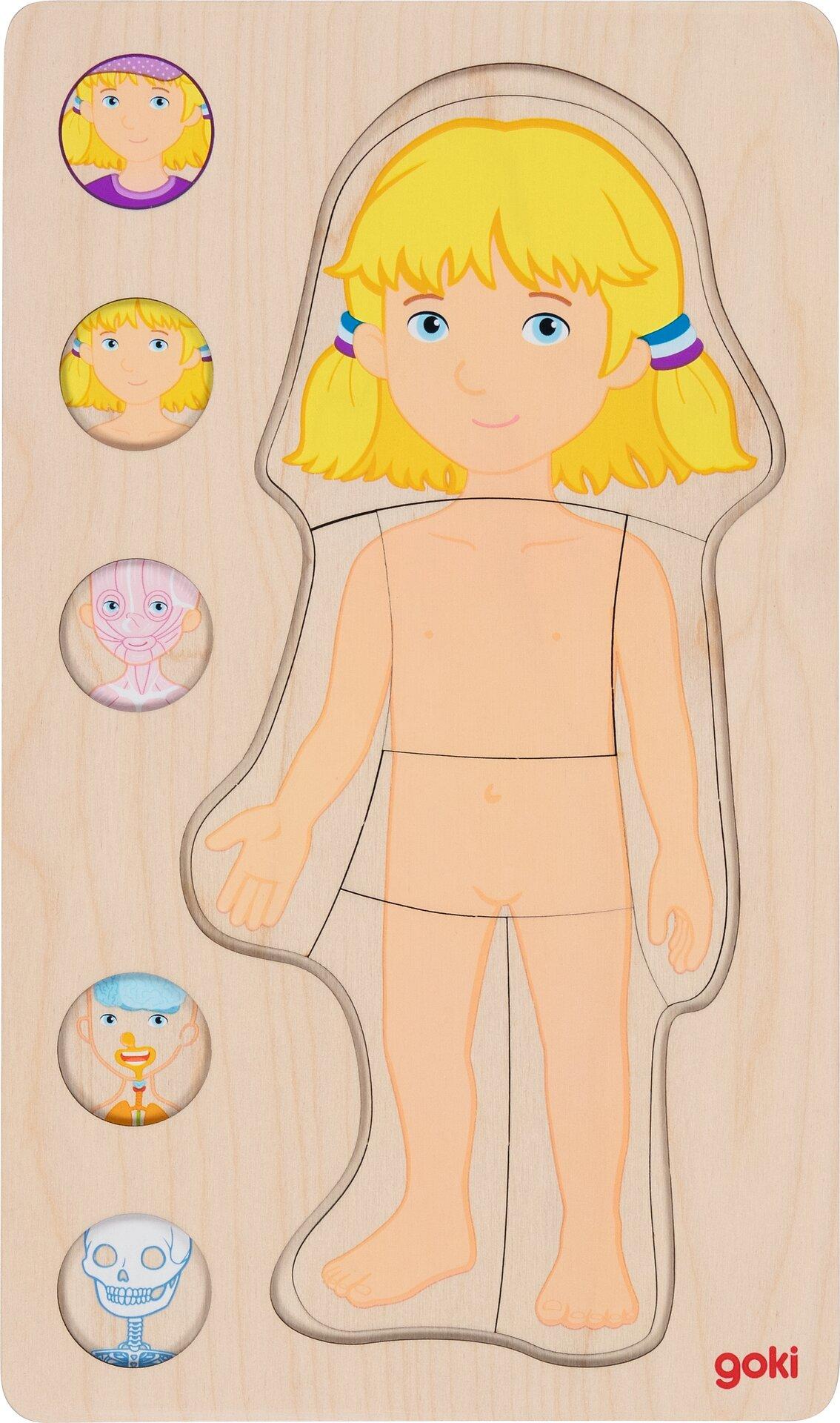 Schichtenpuzzle Mädchen mit Zöpfen und 29 Teilen aus Holz – vierte Ansicht