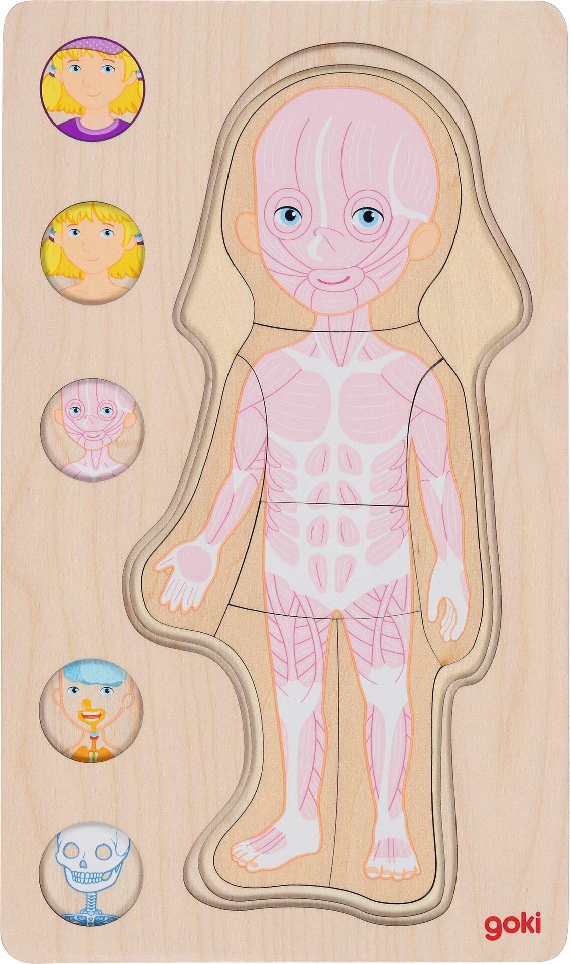 Schichtenpuzzle Mädchen mit Zöpfen und 29 Teilen aus Holz – fünfte Ansicht