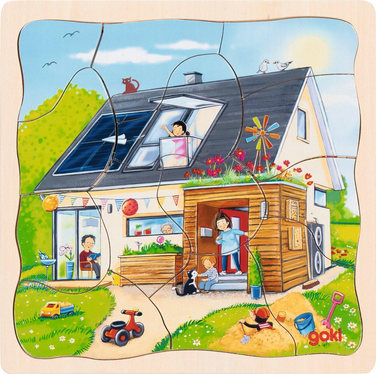 Schichtenpuzzle Wir bauen ein Haus mit 35 Teilen aus Holz – Ansicht