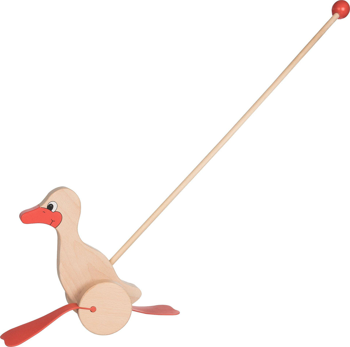 Schiebeente aus Holz mit rotem Schnabel, 21 cm hoch – Ansicht