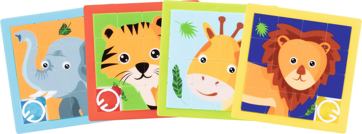 Schiebepuzzle Tierköpfe Elefant Giraffe Löwe, 24er Set – Ansicht