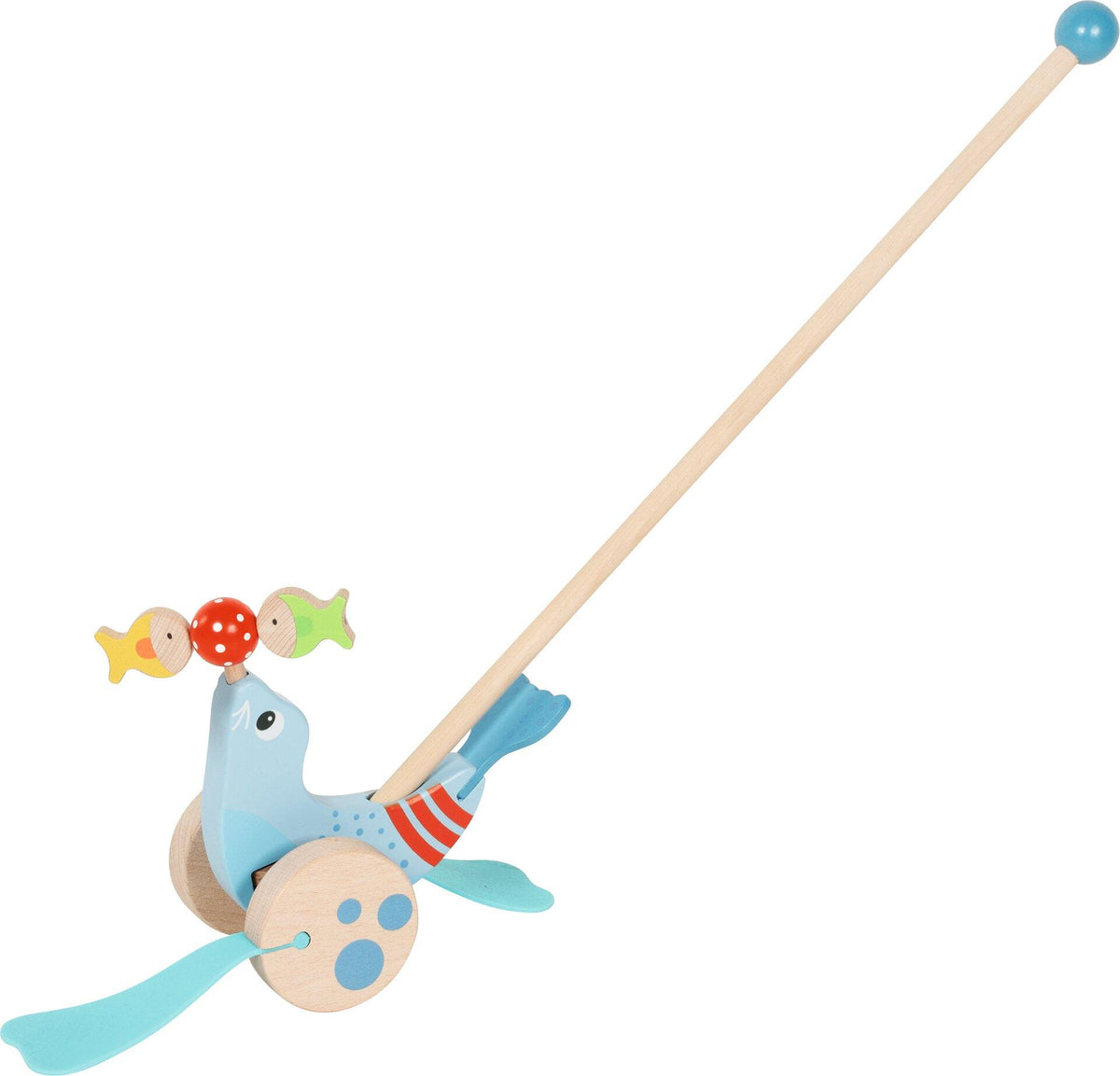 Schiebetier Robbe mit Ball und zwei Fischen