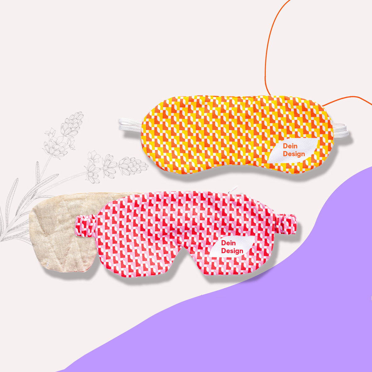 Schlafmaske mit vollflächigem Druckmotiv und Gummiband