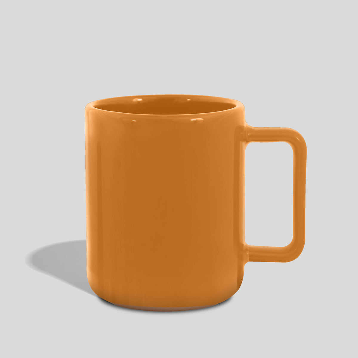 Schlanker Keramikbecher 320 ml mit eckigem Bügelhenkel – Senfgelb