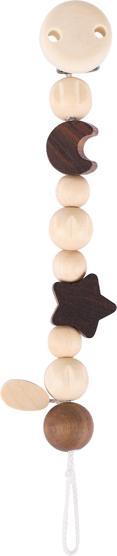 Schnullerkette Mond und Stern in Holzfarben – Ansicht