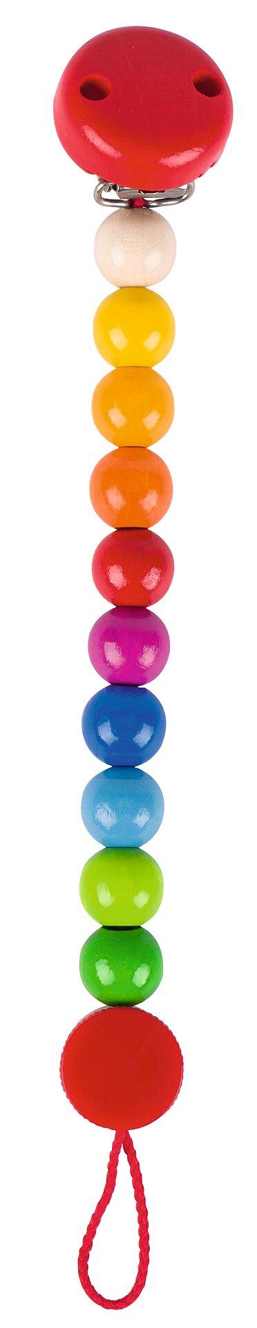 Schnullerkette Regenbogen mit rotem Clip von goki