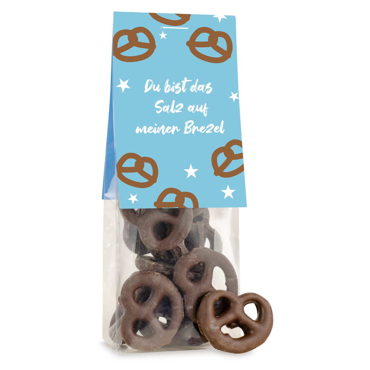 Schoko Brezeln im Tütchen 45 g mit Logo – Beispielmotiv