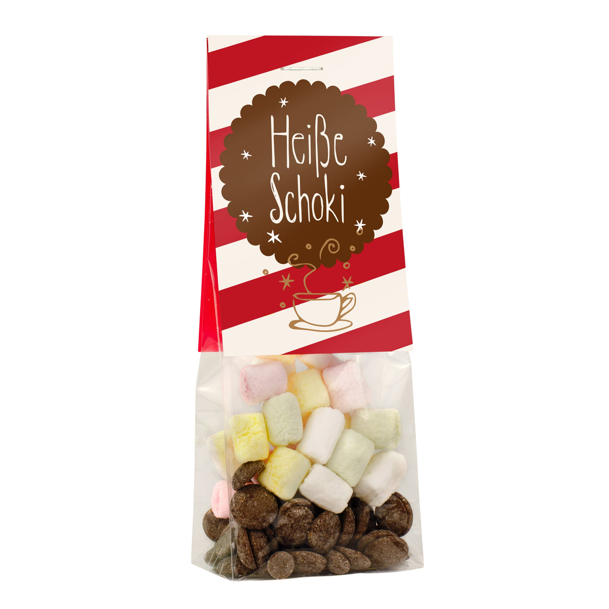 Schoko Drops mit Mini Marshmallows im Beutel 35 g – Beispielmotiv