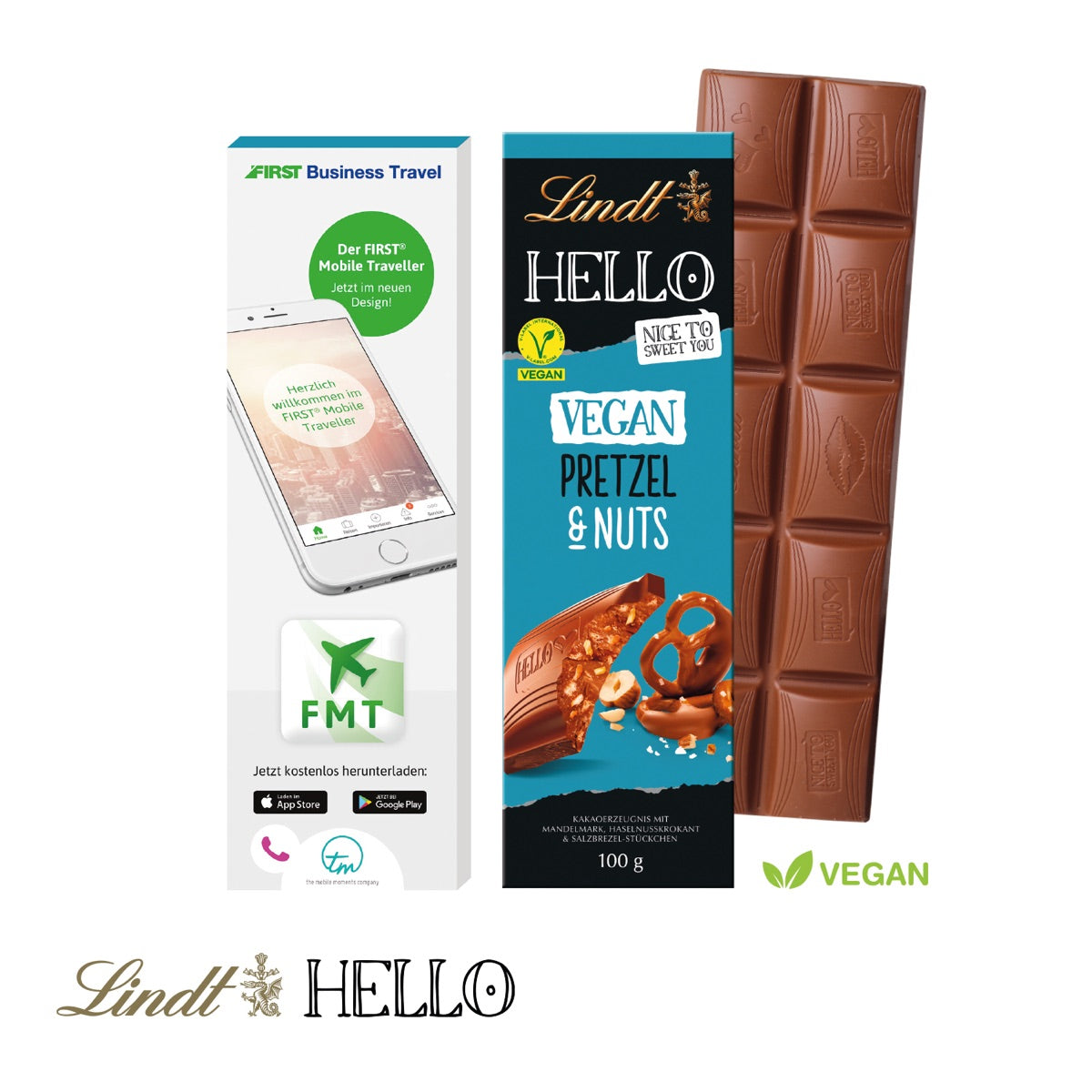 Werbeschuber aus Karton für eine Tafel Lindt HELLO, vollflächig bedruckt