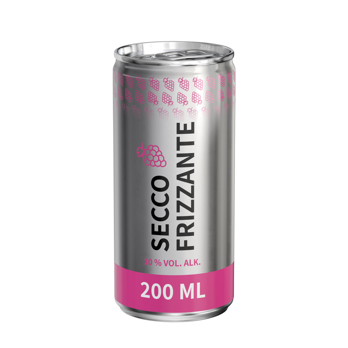 Secco 200 ml Dose mit Fullbody Etikett in vier Varianten – transparent glänzend