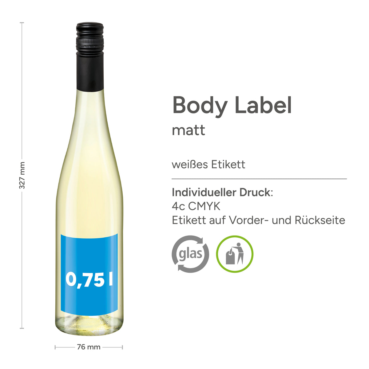 Secco Frizzante 750 ml Flasche aus Glas mit Etikett