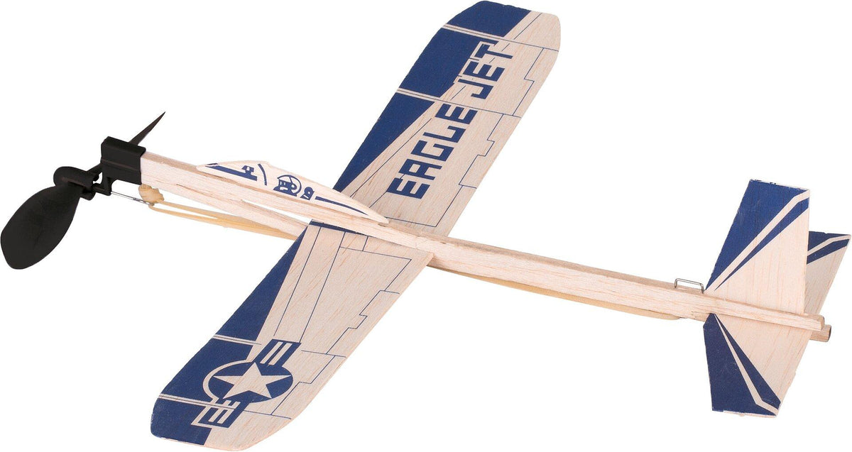 Segelflugzeug Eagle Jet aus Balsaholz mit Gummimotor