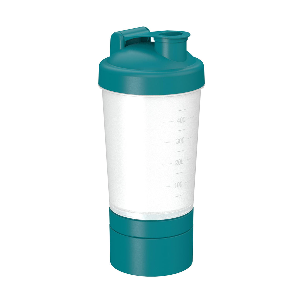 Shaker „Protein“, Pro 2+, 0,40 l – Transparent / Teal