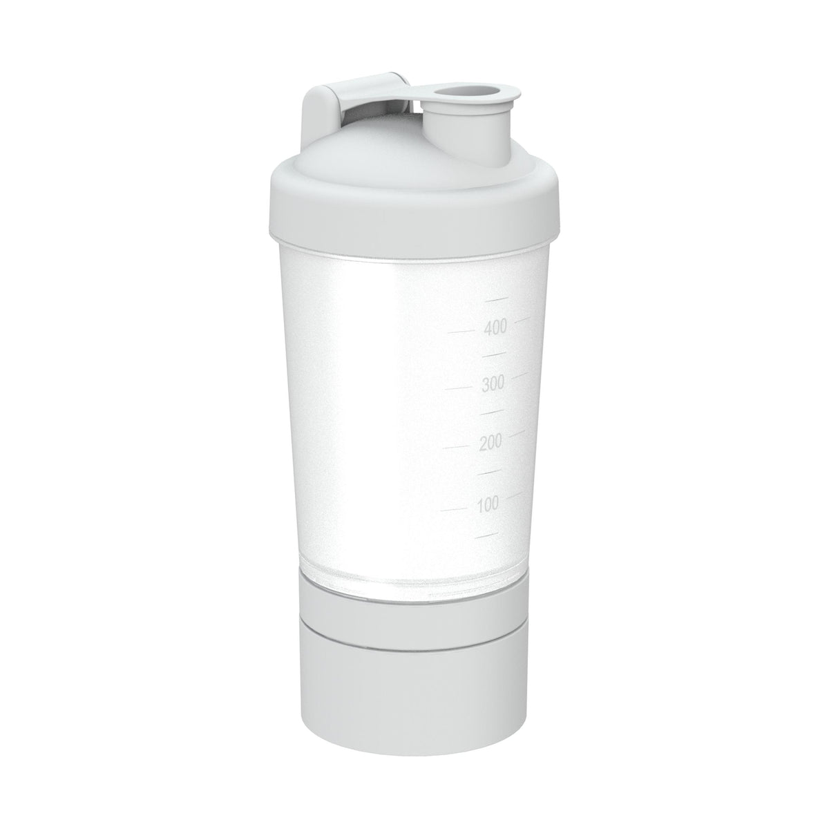 Shaker „Protein“, Pro 2+, 0,40 l – Transparent / Weiß