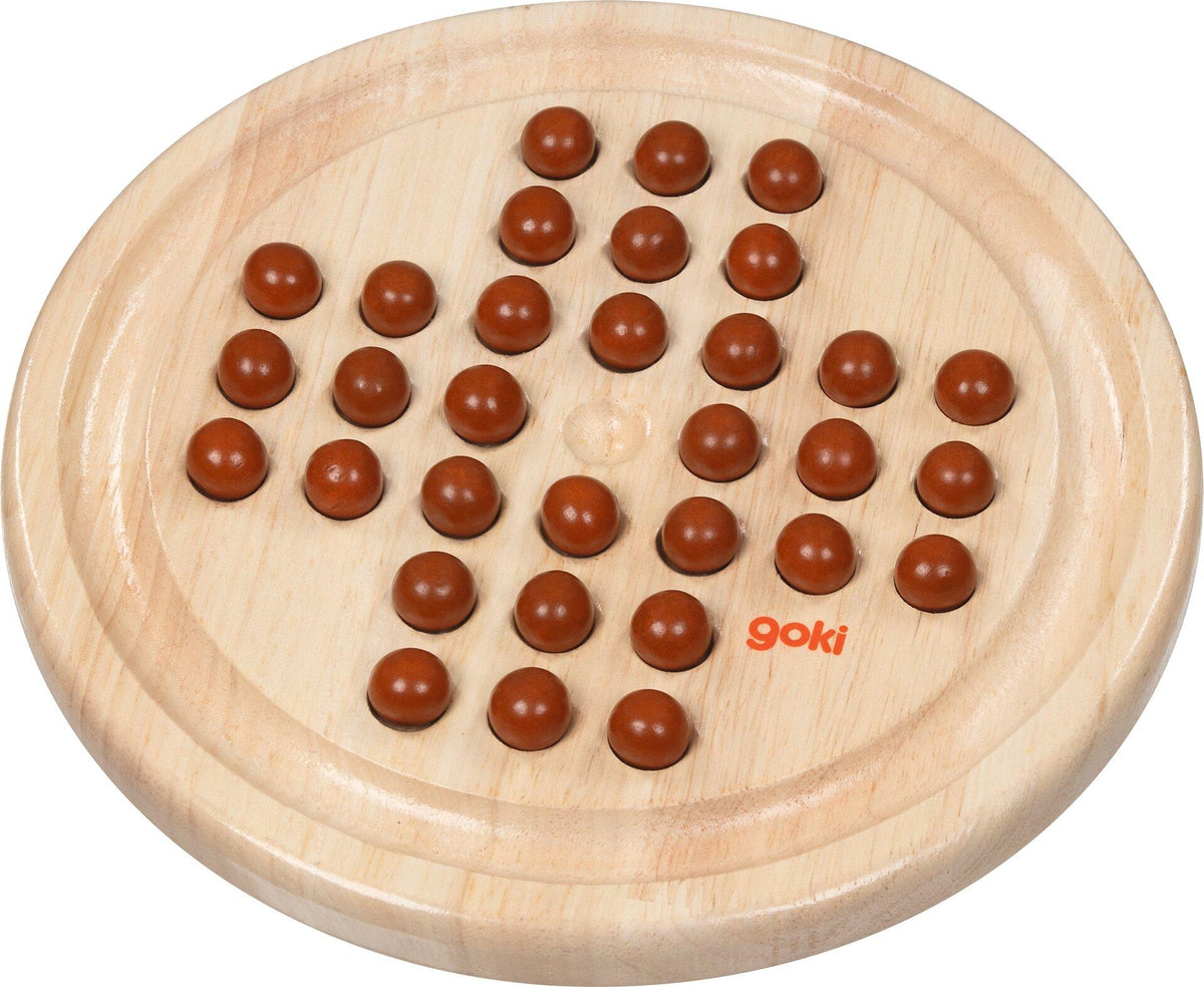 Solitaire Brettspiel mit 33 Holzkugeln, 23 cm Durchmesser – Ansicht