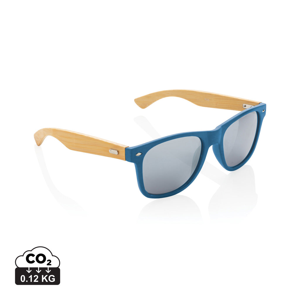 Sonnenbrille aus Bambus und RCS recyceltem Kunststoff – blau
