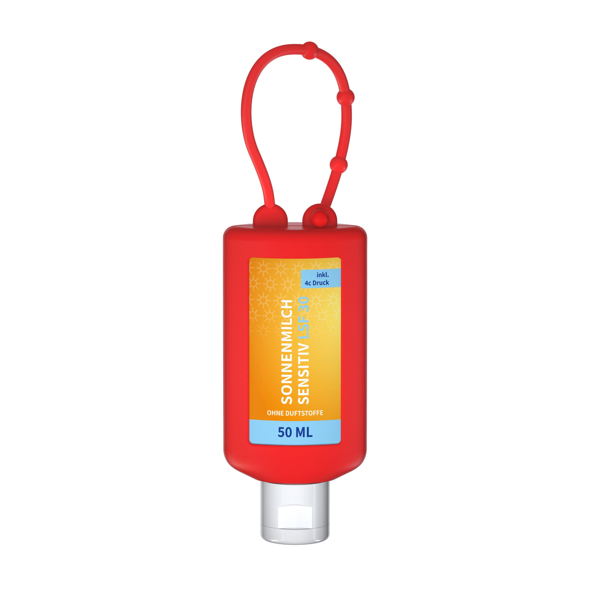 Sonnenmilch sensitiv LSF 30 50 ml Anhängeflasche mit Silikonhülle