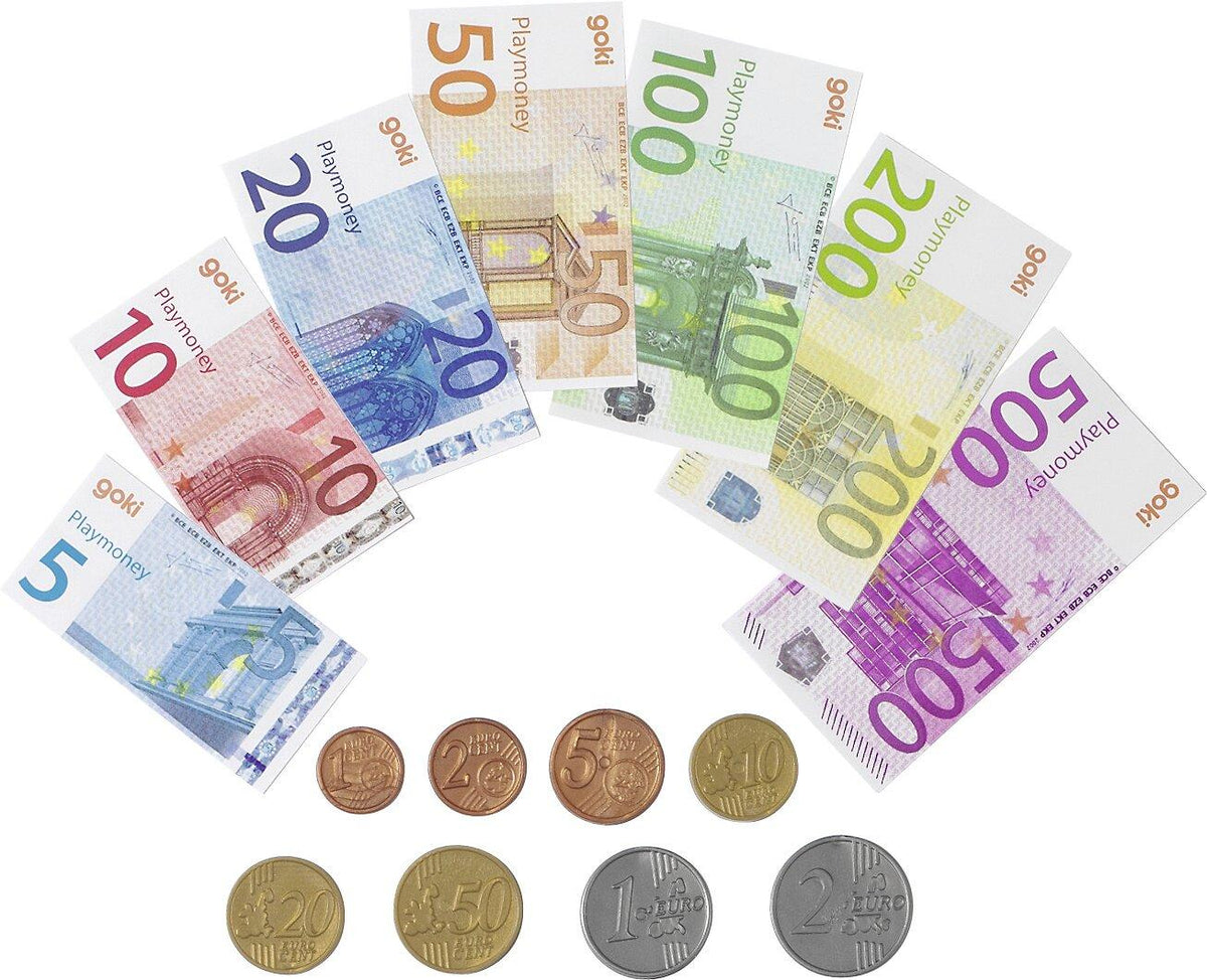 Spielgeld Set mit Scheinen und Münzen für Rollenspiele