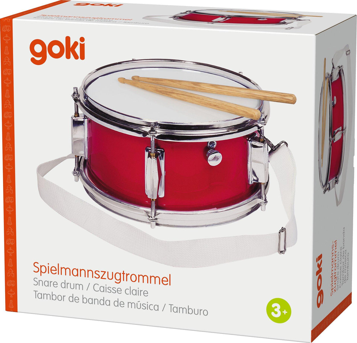 Spielmannszugtrommel in Rot mit Snare von goki – Verpackung