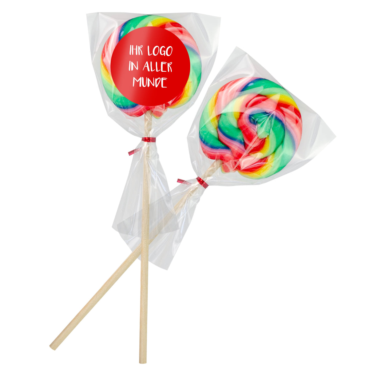 Spirallolli bunt mit Etikett 50 g mit Logo – Beispielmotiv