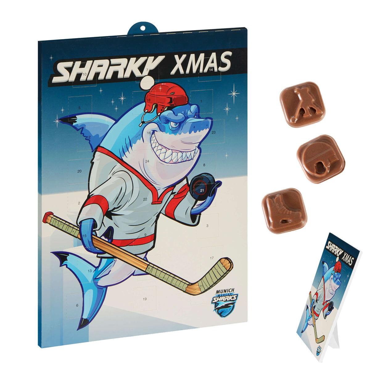 Sport Adventskalender mit Schokolade in Sportformen, zweite Ansicht
