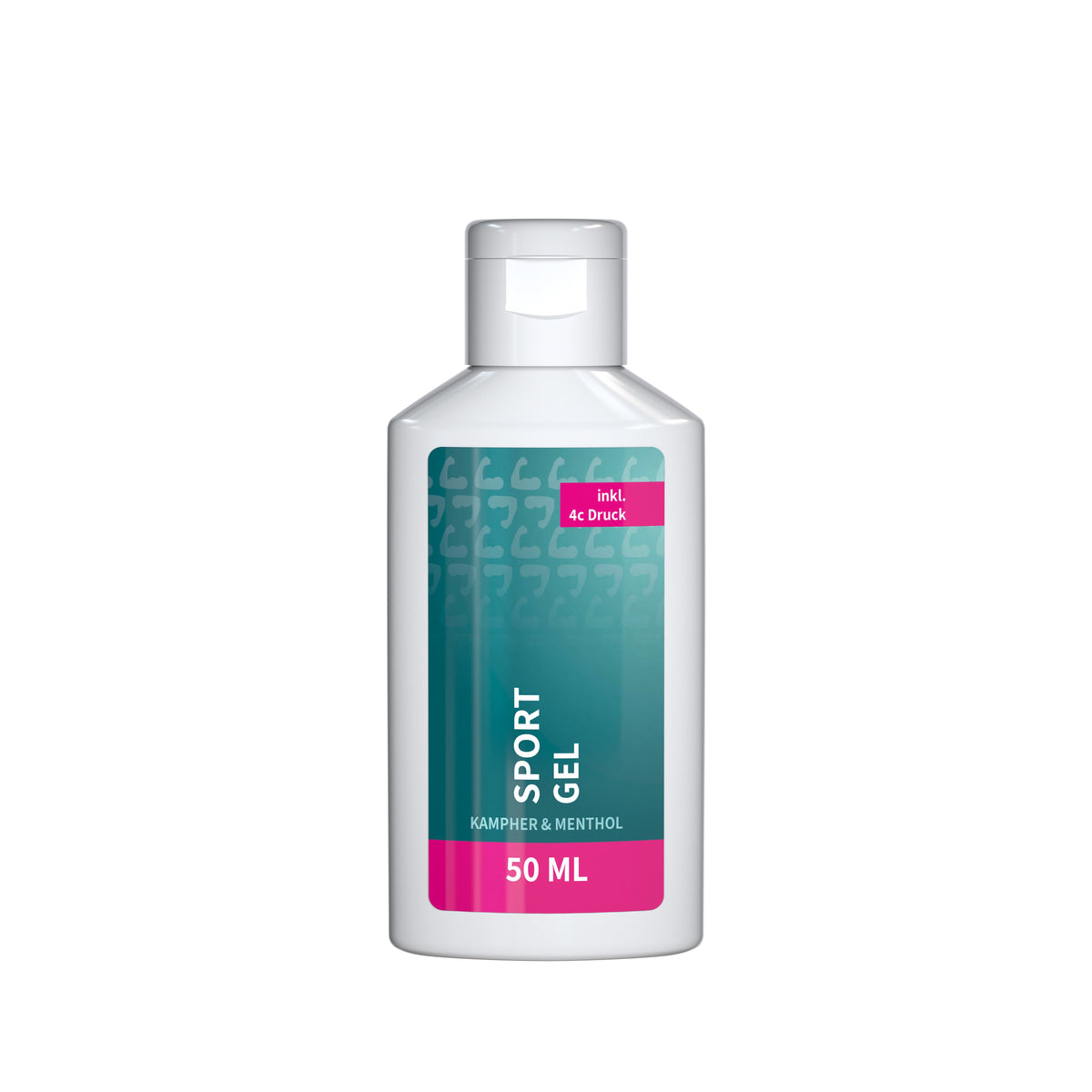 Sportgel 50 ml Flasche mit Klappdeckel und Etikett