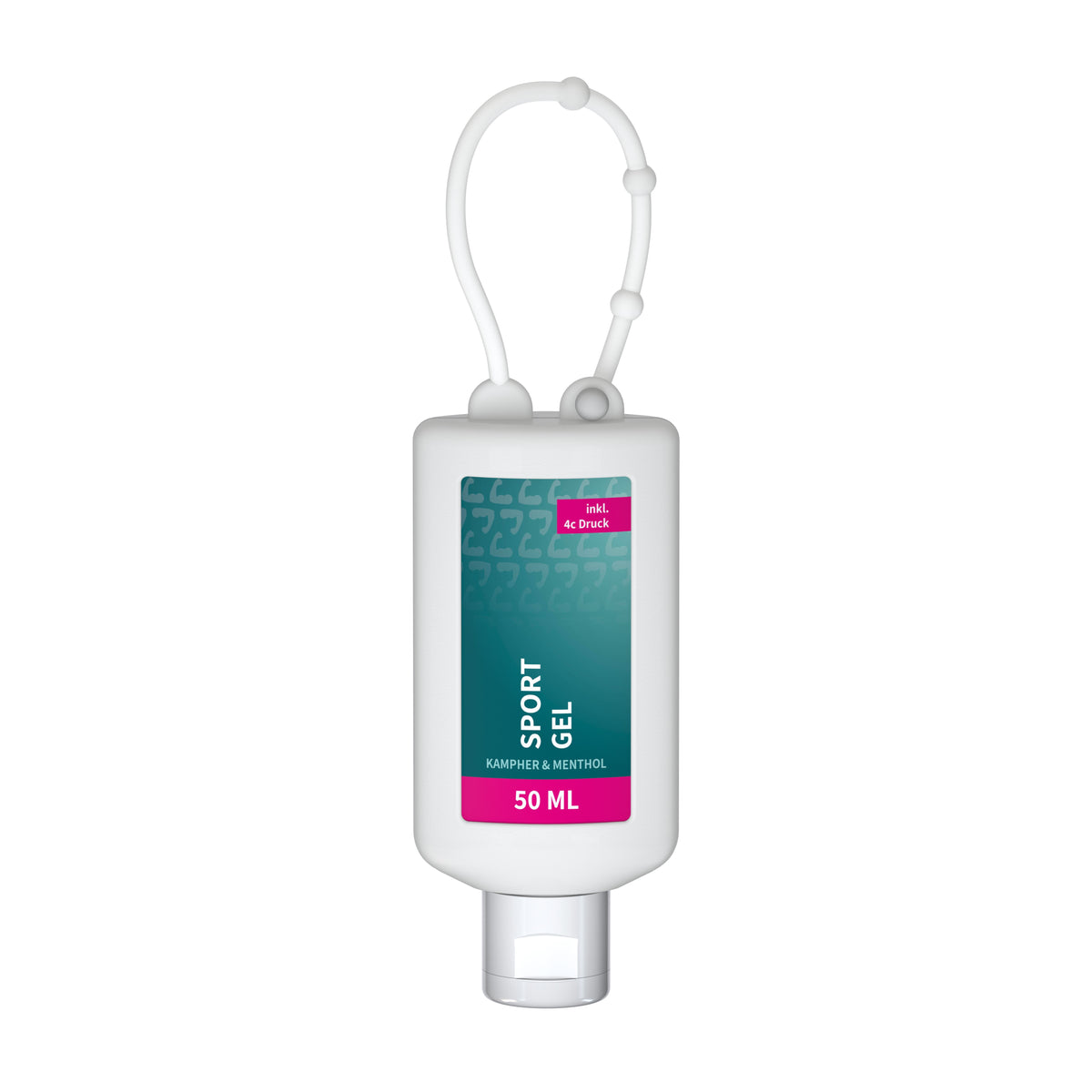 Sportgel 50 ml Flasche mit Silikonhülle zum Anhängen – Weiß