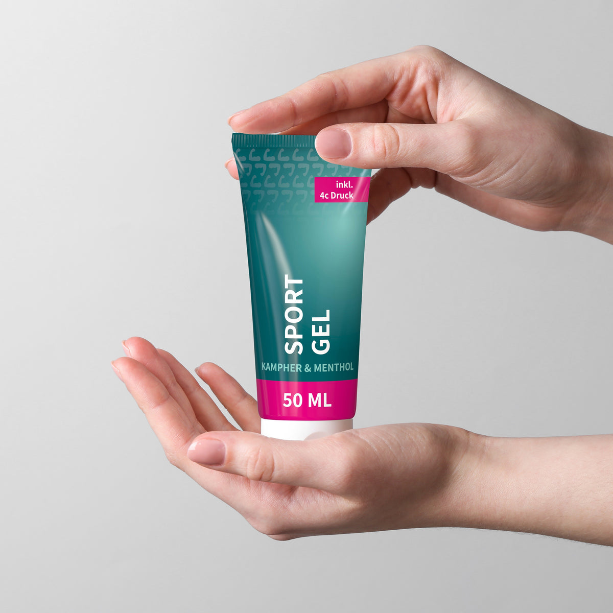 Sportgel 50 ml Tube mit Klappdeckel vollflächig bedruckt