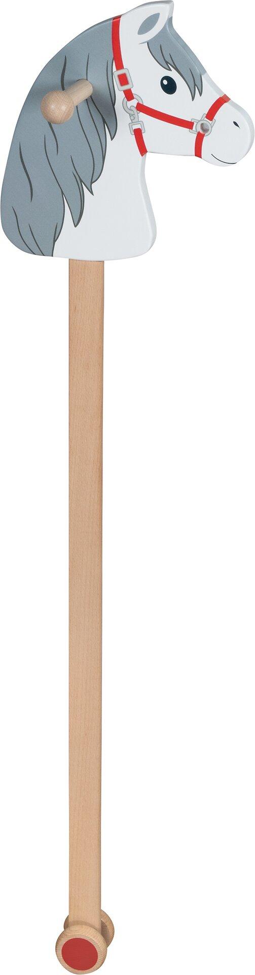 Steckenpferd Wölkchen aus Holz mit rotem Halfter