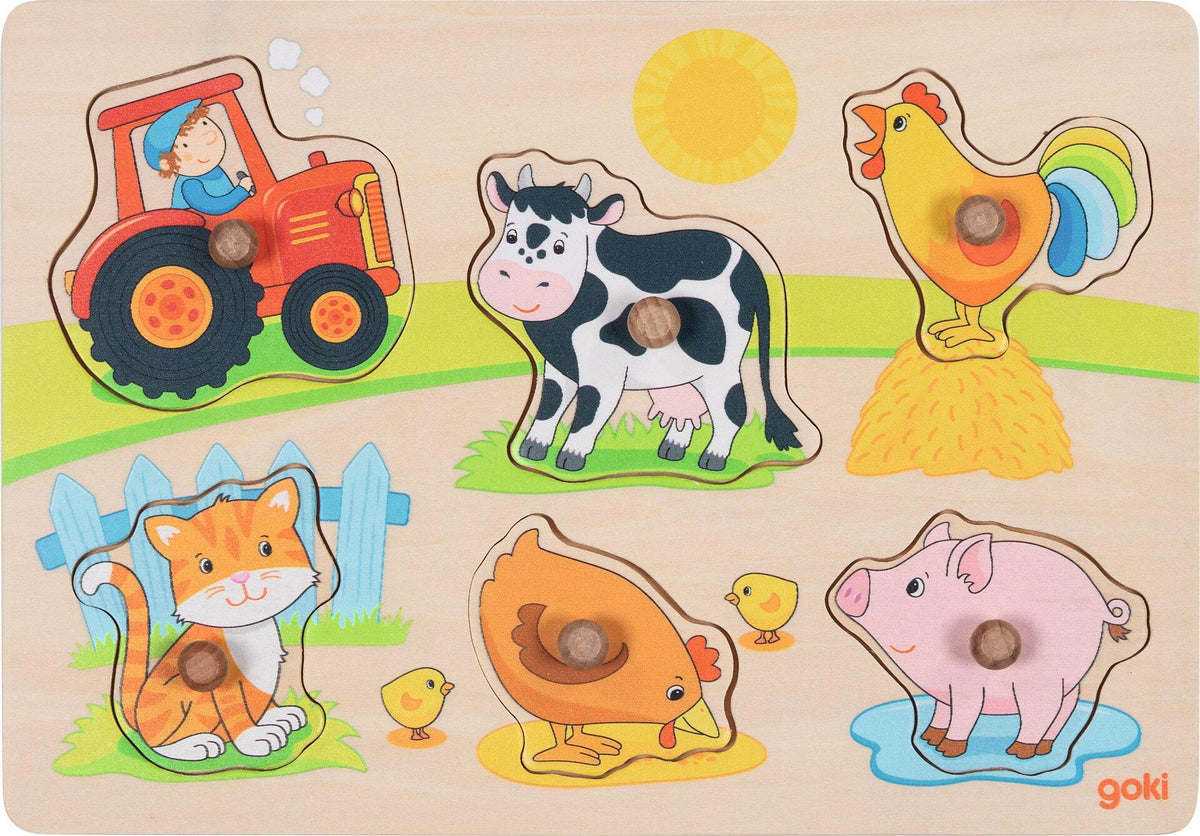 Steckpuzzle Auf dem Bauernhof mit Kuh und Traktor – Ansicht