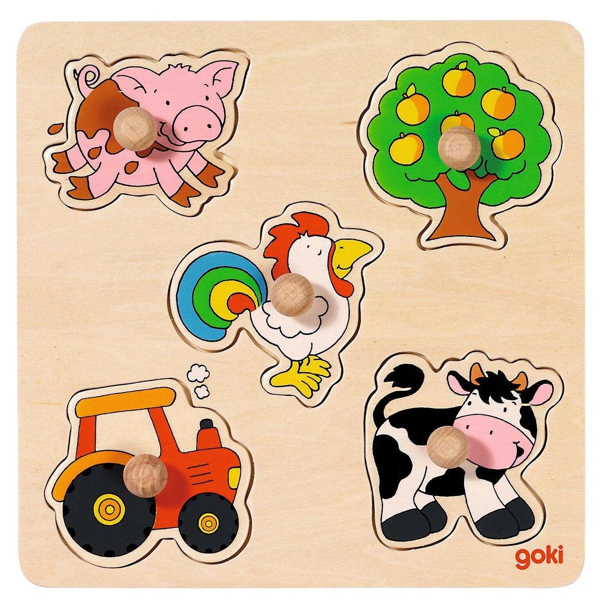 Steckpuzzle Auf dem Land mit fünf Motiven von goki