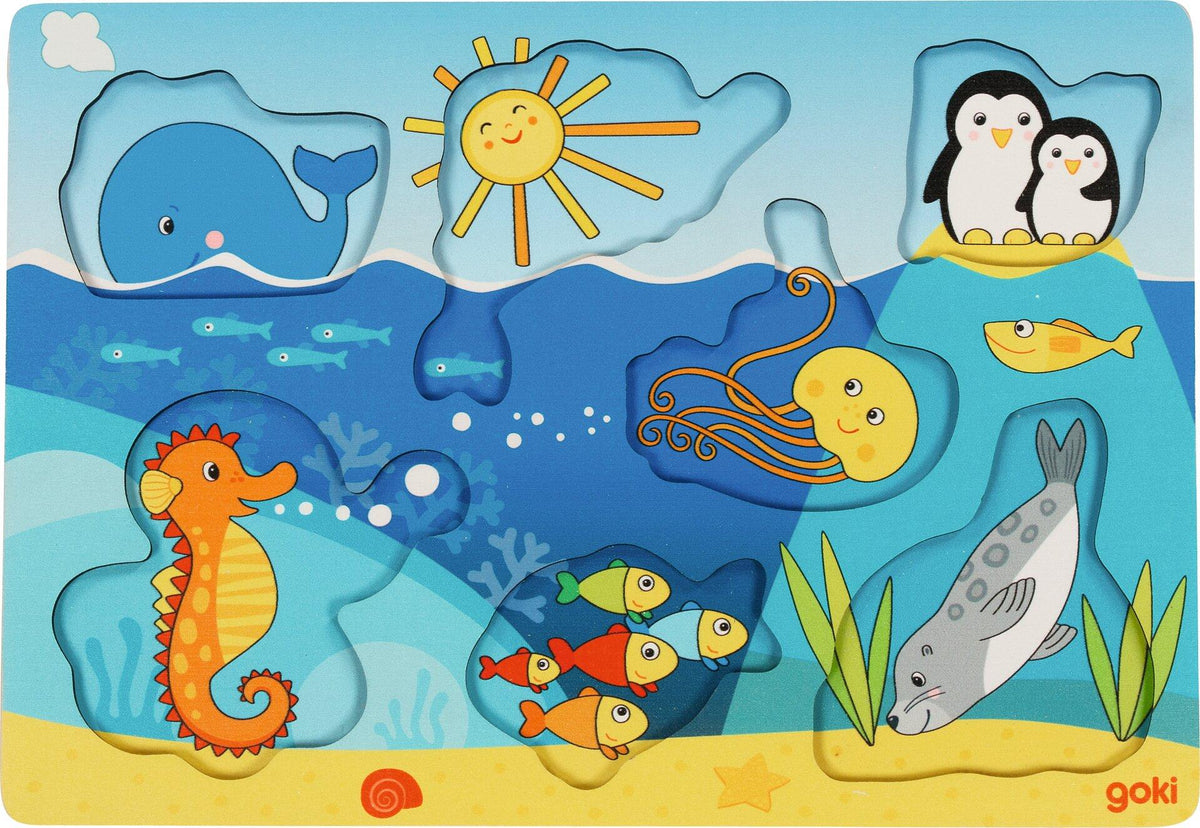 Steckpuzzle Meer mit Wal, Pinguinen und Seepferdchen von goki – Ansicht