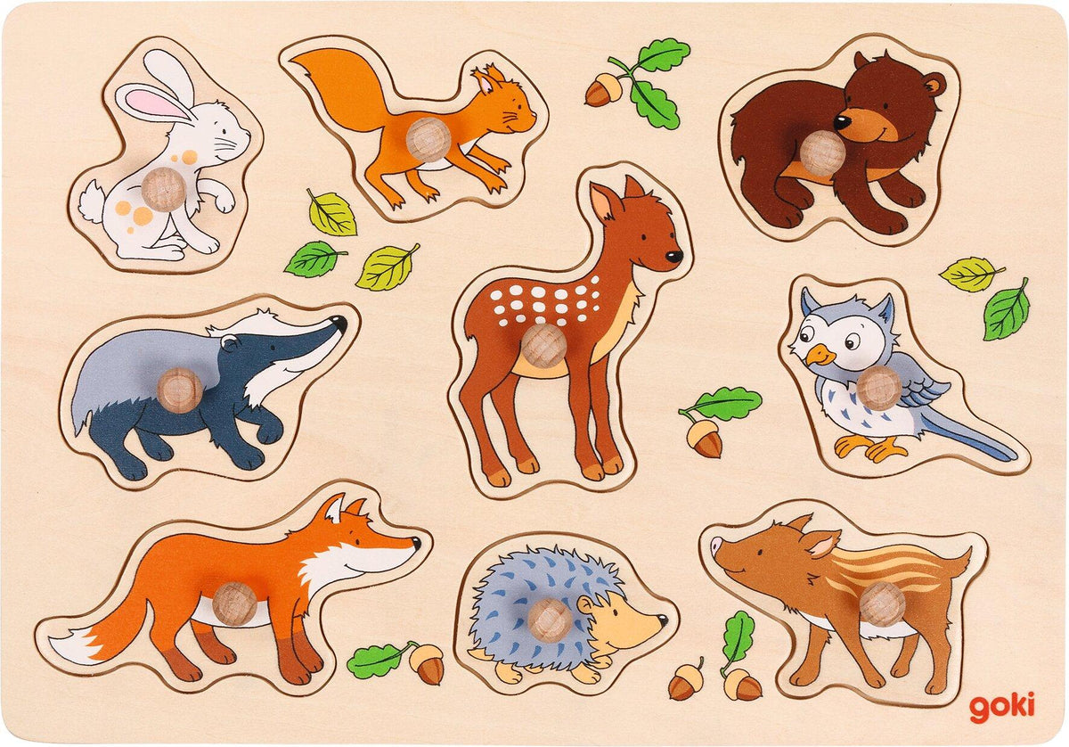 Steckpuzzle Waldtiere mit Fuchs, Igel und Eule von goki – Ansicht