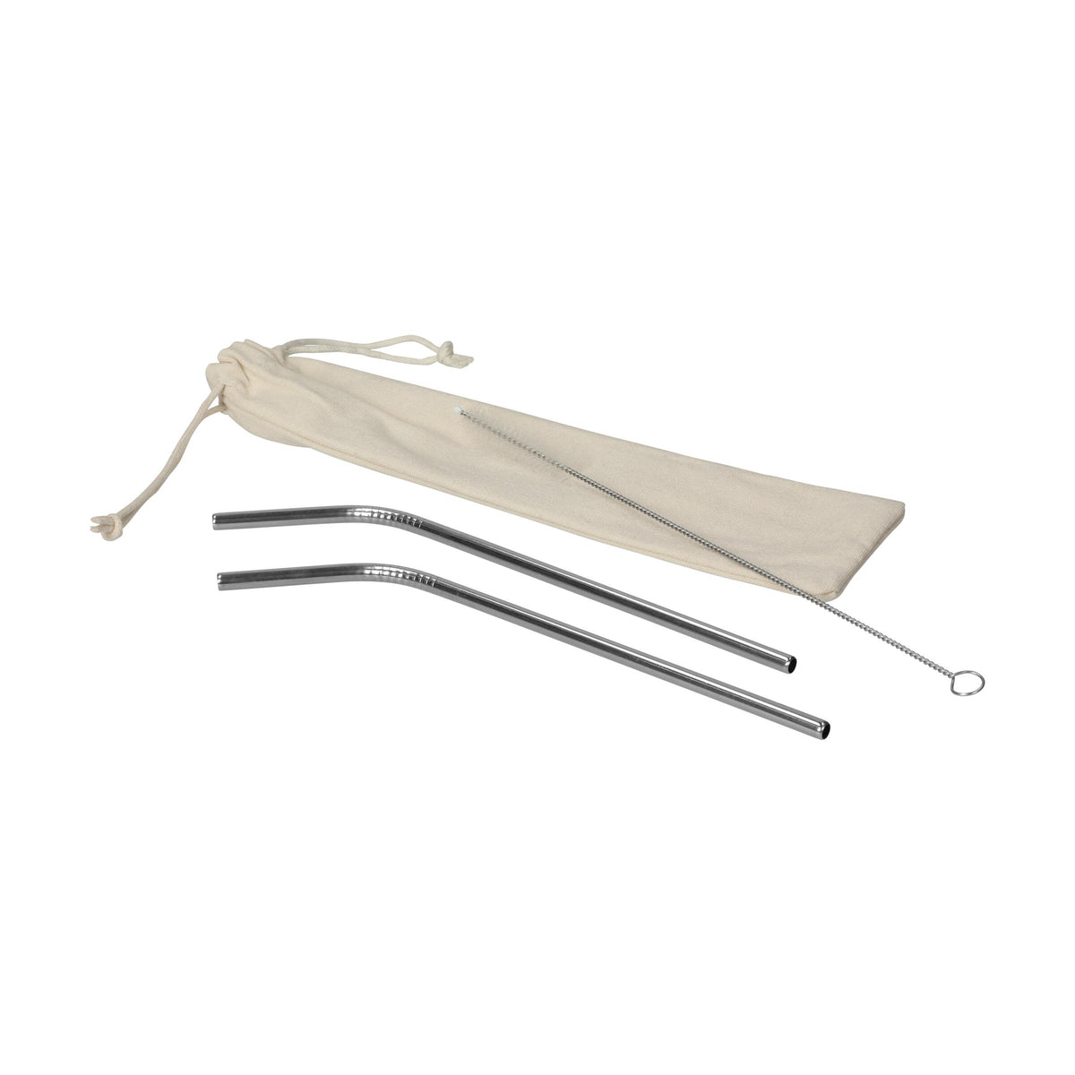 Strohhalm-Set „Steel“ – Silber / Natur