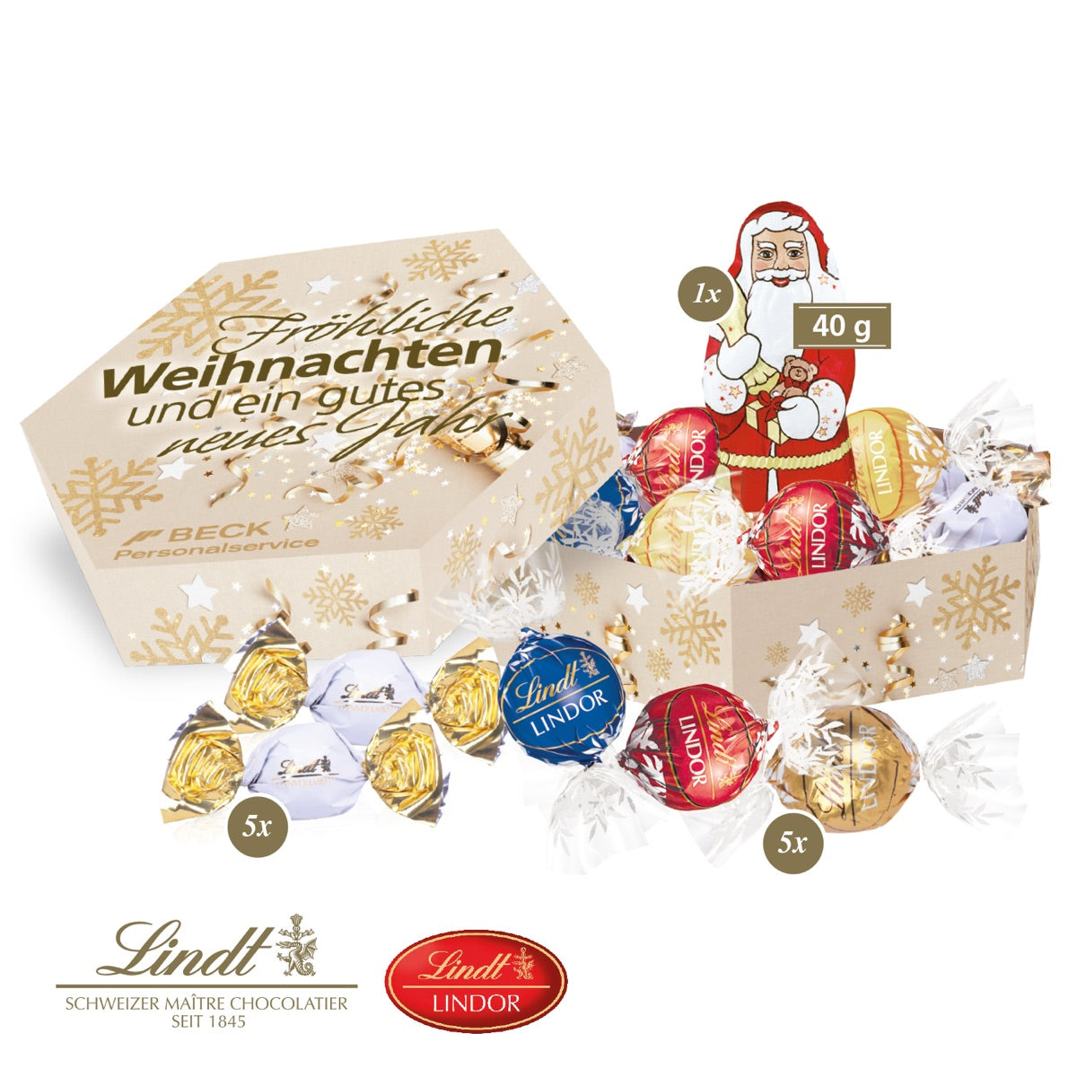 Große Präsentbox aus Karton mit vollflächigem Werbemotiv