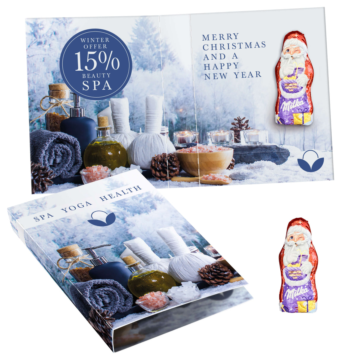 Süßes Briefchen: Faltkarte mit Milka Mini Weihnachtsmann