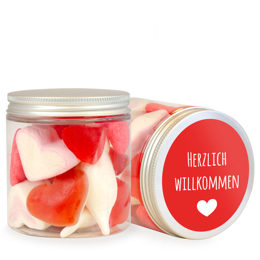 Süßigkeitenmix in der kleinen Dose 100 g mit Logo – Beispielmotiv