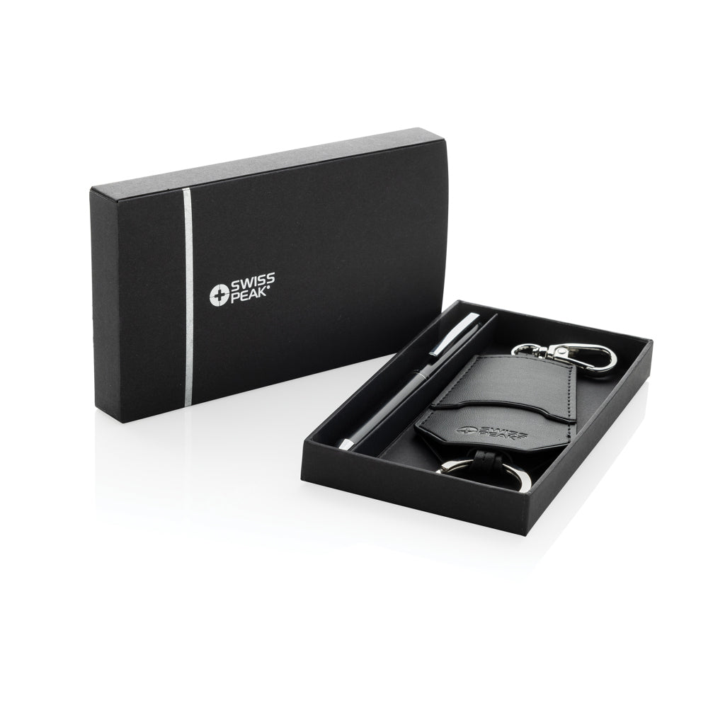 Swiss Peak Tula RCS-zertif. rPET-PU-Key-Chain- & Stift-Set